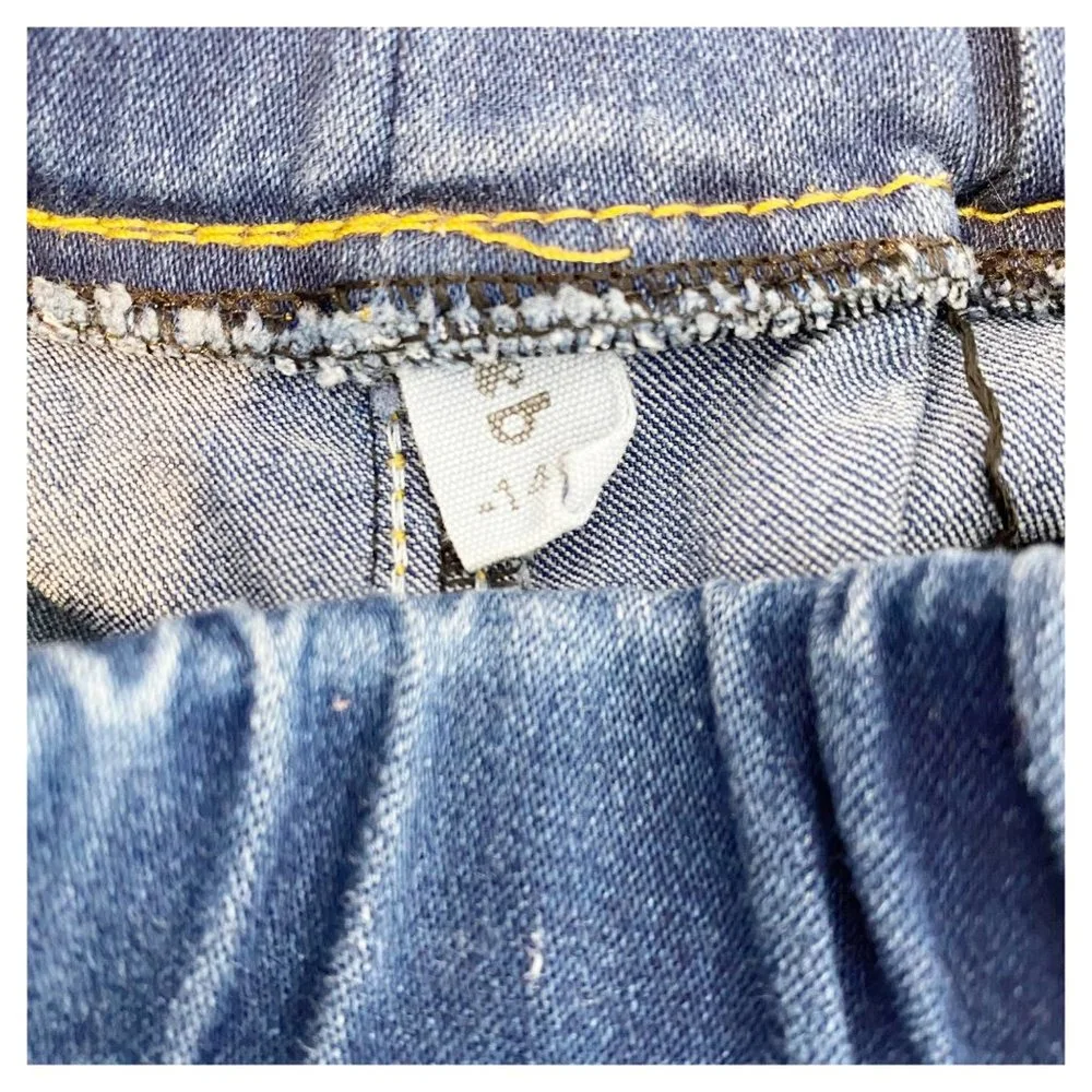 Girls Pull On Denim Jeans Flare Leg Raw Hem No Size Tag Lightweight Chambray Fee - Picture 5 of 5